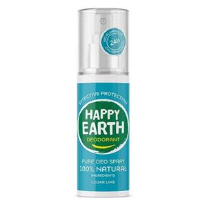Happy Earth Pure Deodorant Spray - Cedar & Lime (100ml)