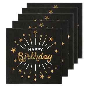 Santex Verjaardag feest servetten happy birthday - 50x - goud - 33 x 33 cm -
