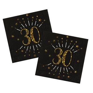 Santex Verjaardag feest servetten leeftijd - 50x - 30 jaar - goud - 33 x 33 cm -