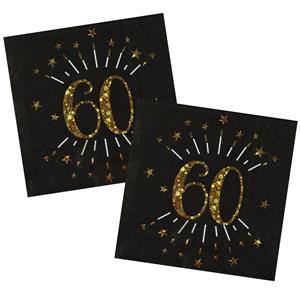 Santex Verjaardag feest servetten leeftijd - 50x - 60 jaar - goud - 33 x 33 cm -