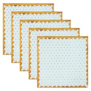 Santex Feest servetten - stippen - 100x stuks - 25 x 25 cm - papier - blauw/goud -