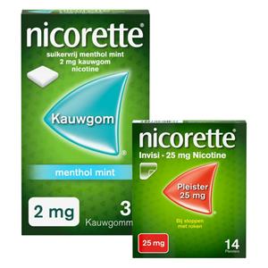Nicorette patches 25mg +  kauwgom mint 2mg 30 stuks Pakket