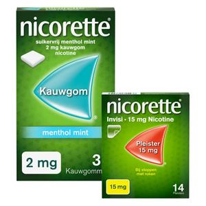 Nicorette patches 15mg +  kauwgom mint 2mg 30 stuks Pakket