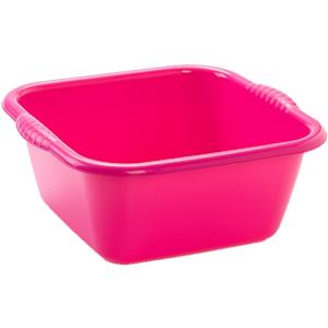 PlasticForte Set van 2x stuks kunststof teiltjes/afwasbakken vierkant 6 liter roze -