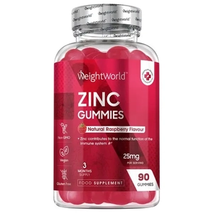WeightWorld Zink Gummies - 25 mg zinkcitraat 90 Gummies - 3 maanden voorraad - Frambozensmaak