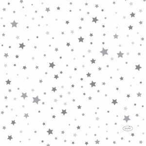 Duni Kerst thema servetten - 40x st - 33 x 33 cm - wit met sterren -