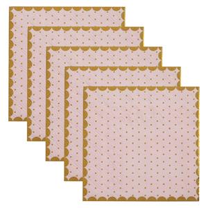 Santex Feest servetten - stippen - 100x stuks - 25 x 25 cm - papier - roze/goud -