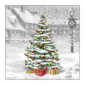 Ambiente Kerst thema servetten - 40x st - 33 x 33 cm - winter - kerstboom -