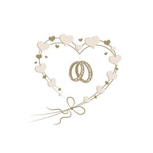 Daisy Maki bruiloft servetten - 20x st - 33 x 33 cm - hart met ringen - feestservetten -