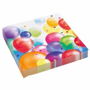 Amscan 20x stuks feest servetten met verjaardag ballonnen print 33 x 33 cm -