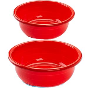Forte Plastics Voordeel set multi-functionele kunststof afwas teiltjes rood in 2-formaten -
