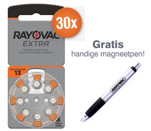 Rayovac Voordeelpak  gehoorapparaat batterijen - Type 13 (oranje) - 30 x 8 stuks + gratis magnetische batterijpen