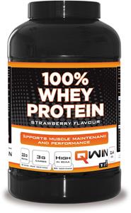 QWIN 100% Whey Protein Aardbei - Eiwit Poeder - 2400 gr