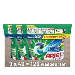 Ariel Pods 4-in-1 + Active Odor Defense Voordeelverpakking - 120 wasbeurten (3x40)