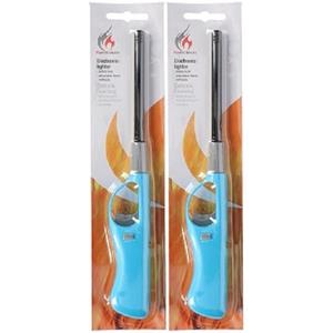 Merkloos 2x Blauwe barbecue aansteker/gasaansteker navulbaar 26 cm -
