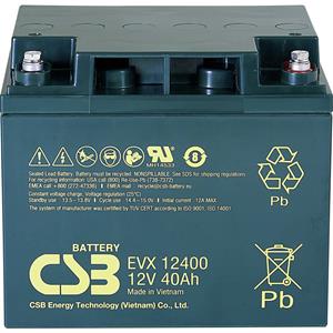 CSB Battery EVX 12400 Loodaccu 12 V 40 Ah Loodvlies (AGM) (b x h x d) 197 x 170 x 165 mm M5-schroefaansluiting Cyclusbestendig, Onderhoudsvrij, Geringe