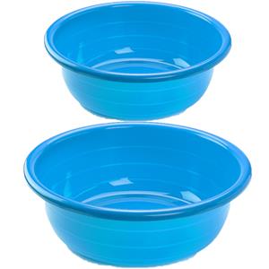 Forte Plastics Voordeel set multi-functionele kunststof afwas teiltjes blauw in 2-formaten -