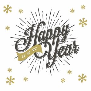 Duni Nieuwjaar/oud en nieuw servetten - 40x st - 33 x 33 cm - Happy New Year -