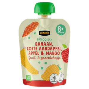 JUMBO umbo Biologisch Fruit & Groentehapje Banaan, Zoete Aardappel, Appel & Mango 8+ Maanden 90g