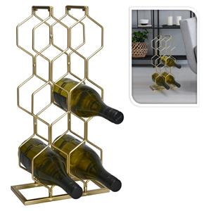 Home&Styling Wijnrek voor 8 flessen metaal goudkleurig
