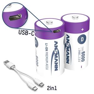 LR20 USB-C Oplaadbare D batterij (mono) Li-ion 6000 mAh 1.5 V 2 stuk(s)