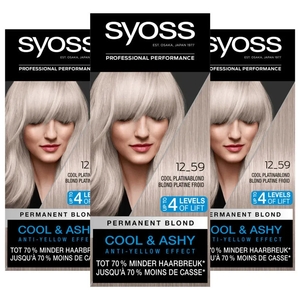 Syoss Haarverf 12-59 Cool Platinablond - Voordeelverpakking - 3 stuks