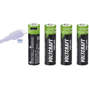 VOLTCRAFT VC-AA1300USB Oplaadbare batterij (USB-C) AA (penlite) Oplaadbaar via USB-C Li-ion 1.5 V 1300 mAh