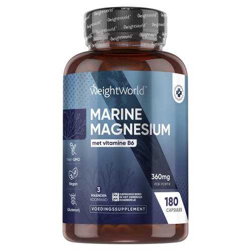 WeightWorld Marine magnesium capsules met vitamine B6 - 180 capsules - 