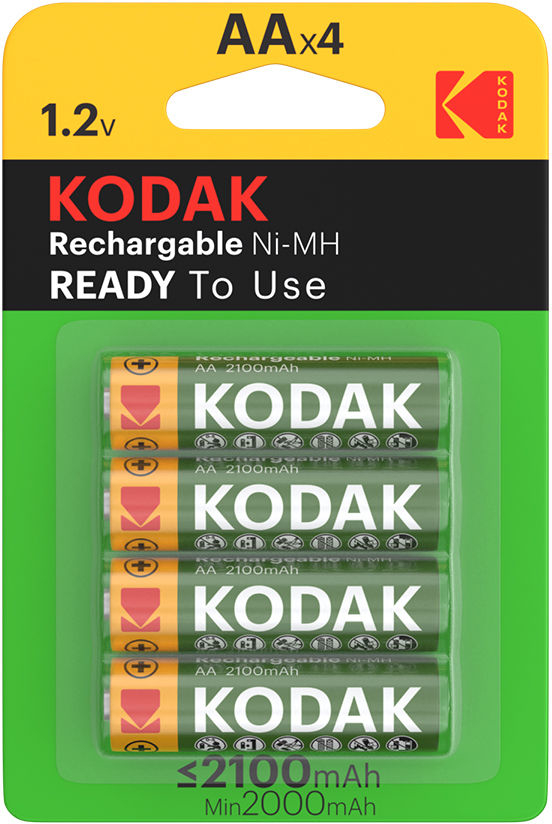 Piles Rechargeables Chargées Ni-MH aa 1.2V Batterie 2100 mAh - Vendu par Lot de 4 - Kodak