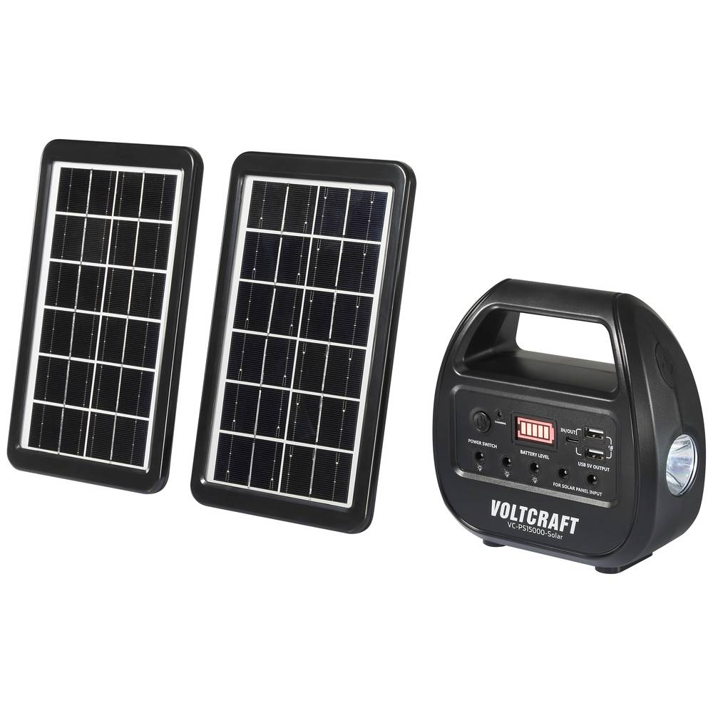 VOLTCRAFT VC-PS15000-Solar VC-14297675 Powerbank op zonne-energie Laadstroom zonnecel 0.51 A 3 W 15000 mAh