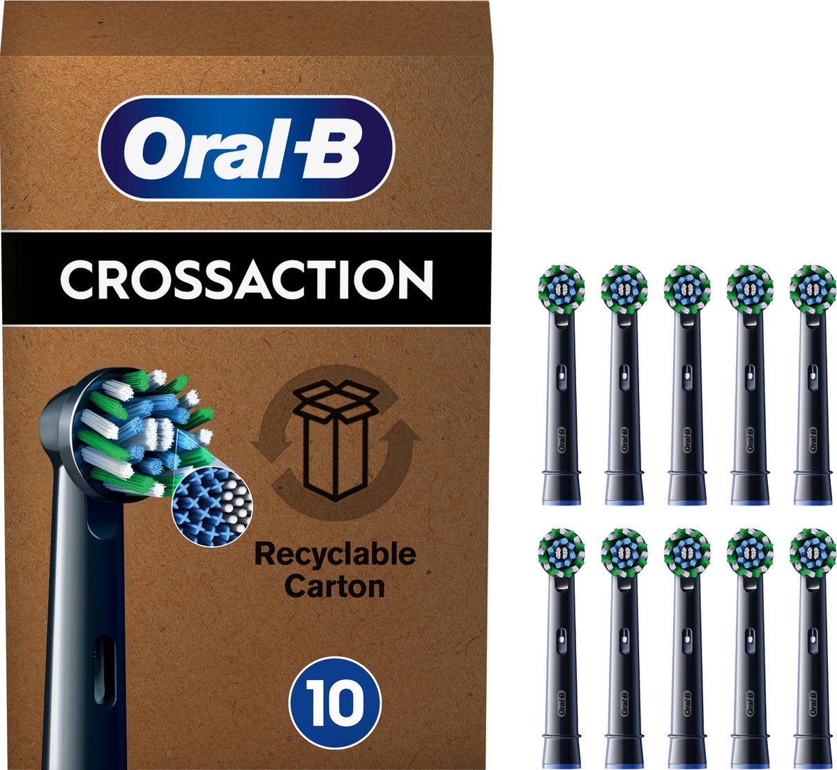 Oral-B Pro Cross Action - Opzetborstels Zwart - Met CleanMaximiser Technologie - 10 Stuks - Brievenb