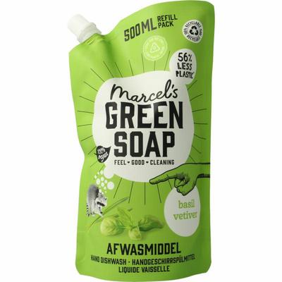 Marcel's GR Soap Afwasmiddel basilicum & vertivert gras navulling 500ml