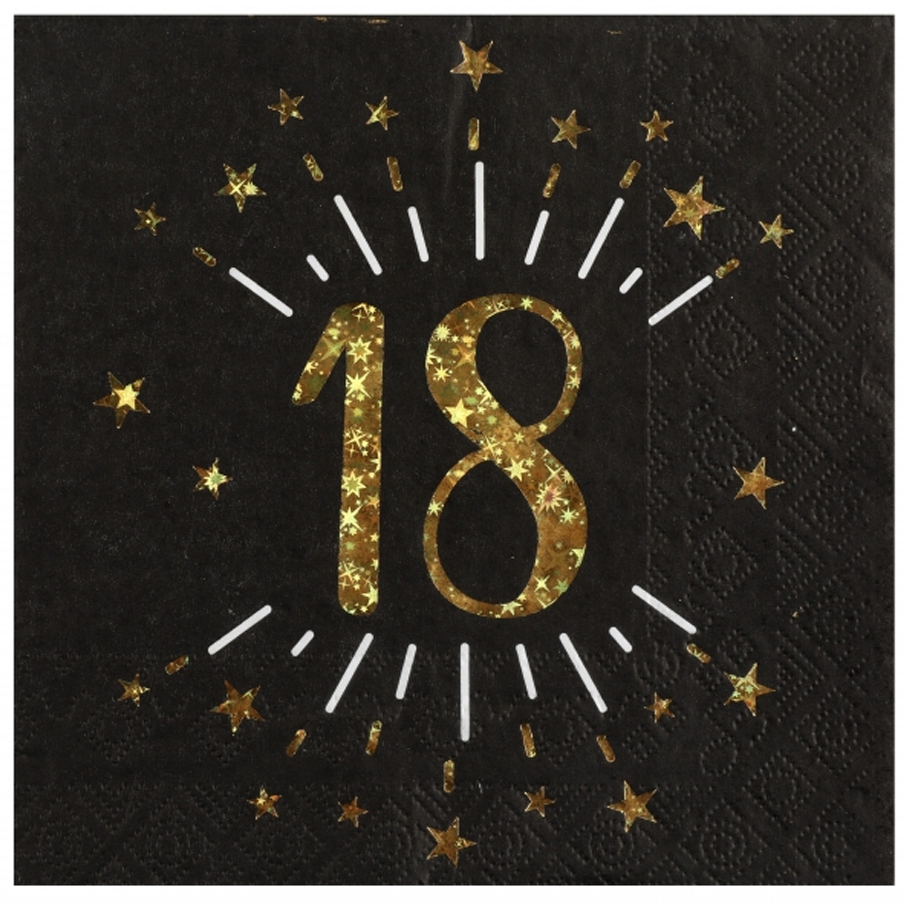 Santex Servietten "Zahl 18" in Schwarz mit goldener Schrift, 10er Pack, 33cm