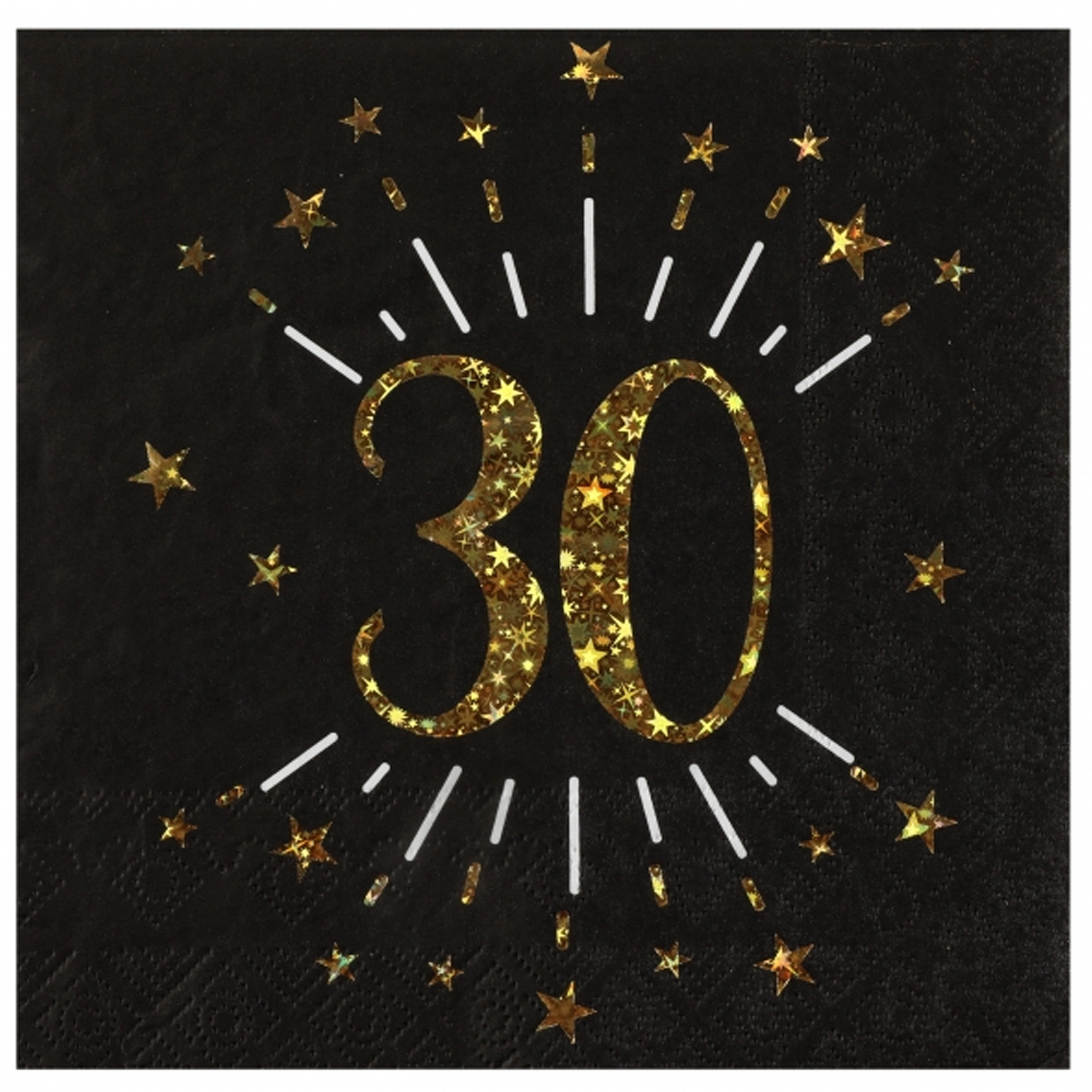 Santex Verjaardag feest servetten leeftijd - 10x - 30 jaar - goud - 33 x 33 cm -