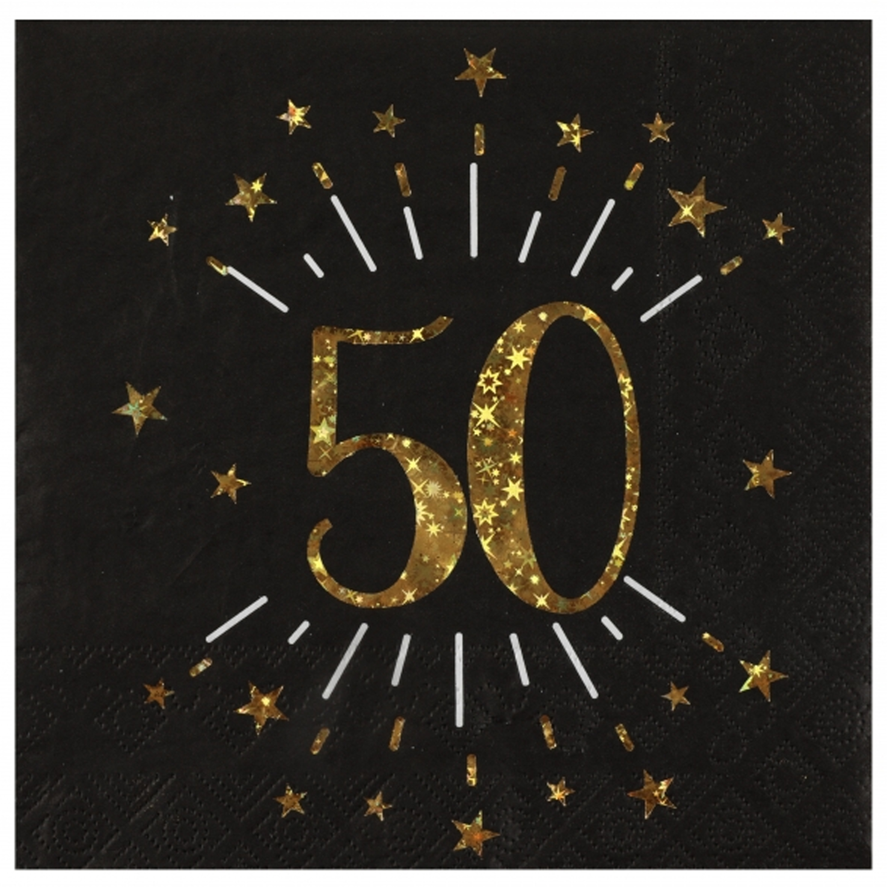 Santex Verjaardag feest servetten leeftijd - 10x - 50 jaar - goud - 33 x 33 cm -