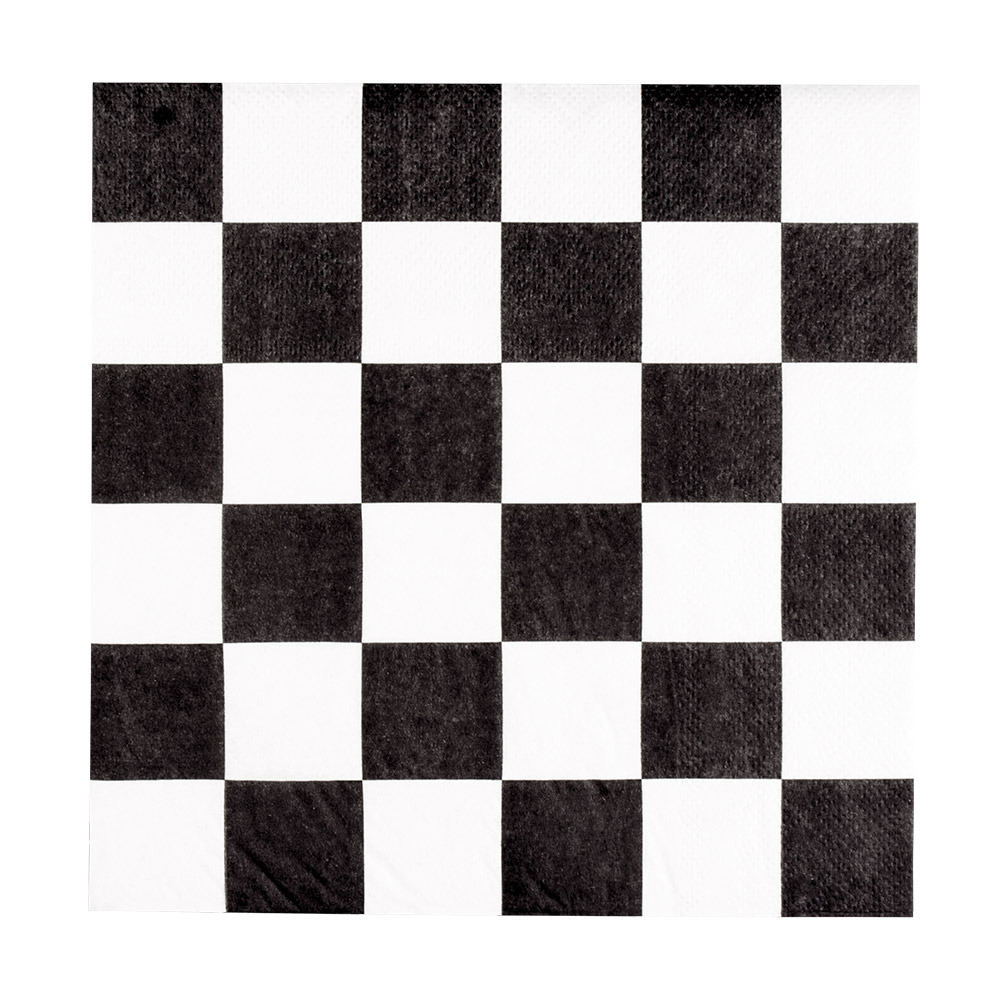 Merkloos 20x finish vlag race servetten zwart/wit geblokt 33 x 33 cm -