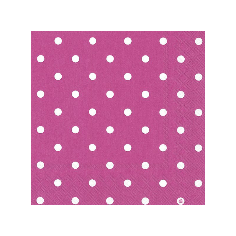 Ihr 20x Polka Dot 3-laags servetten fuchsia roze met witte stippen 33 x 33 cm -
