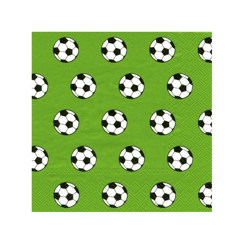 Ihr 20x groen 3-laags servetten voetbal ballen 33 x 33 cm -