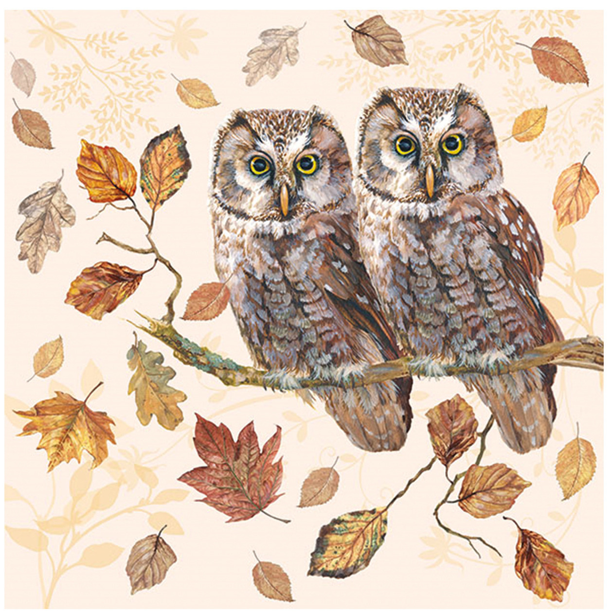 Ambiente Luxury Paper Products Papierserviette 20 Servietten Owl Couple 33x33cm, (20 St)