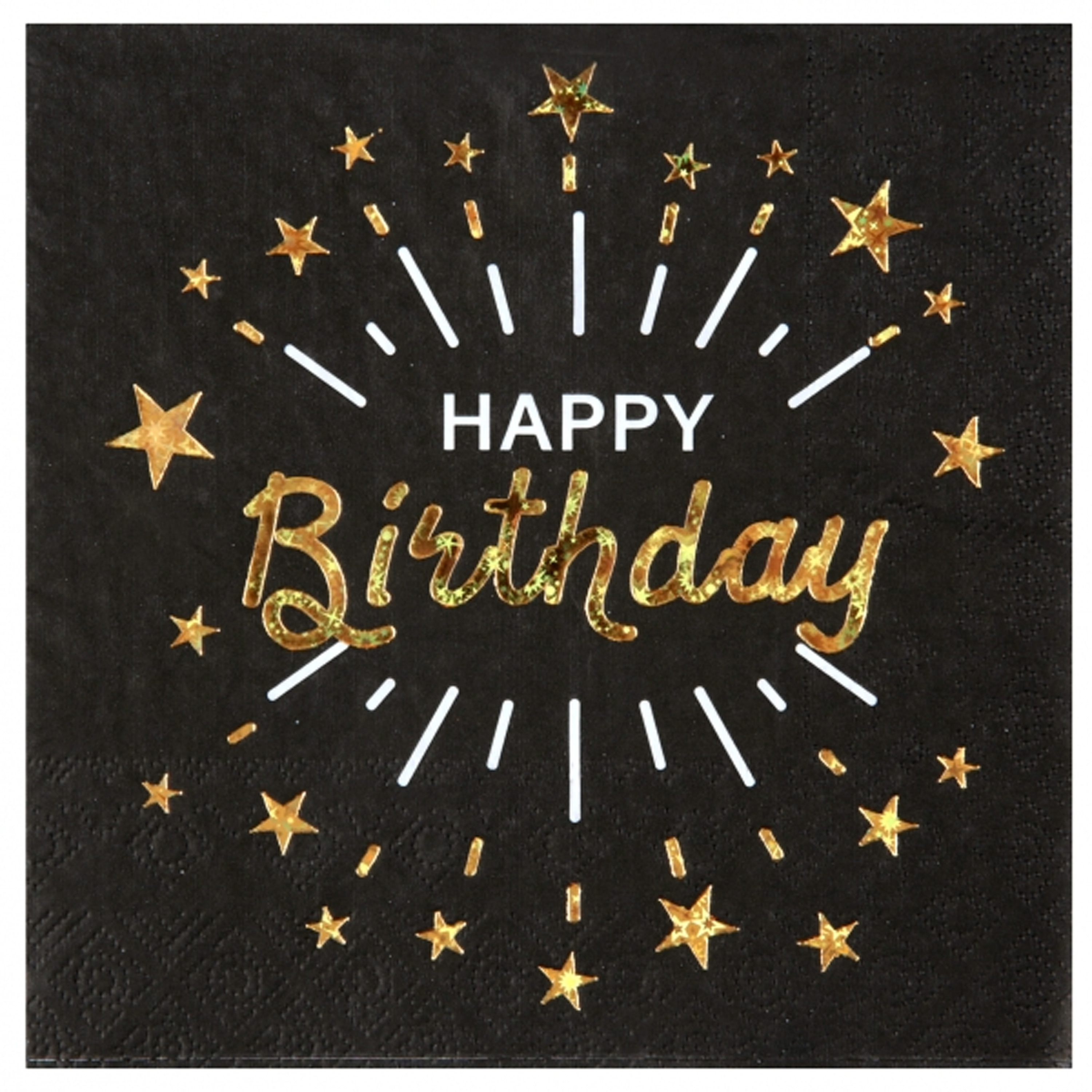 Santex Verjaardag feest servetten happy birthday - 10x - goud - 33 x 33 cm -