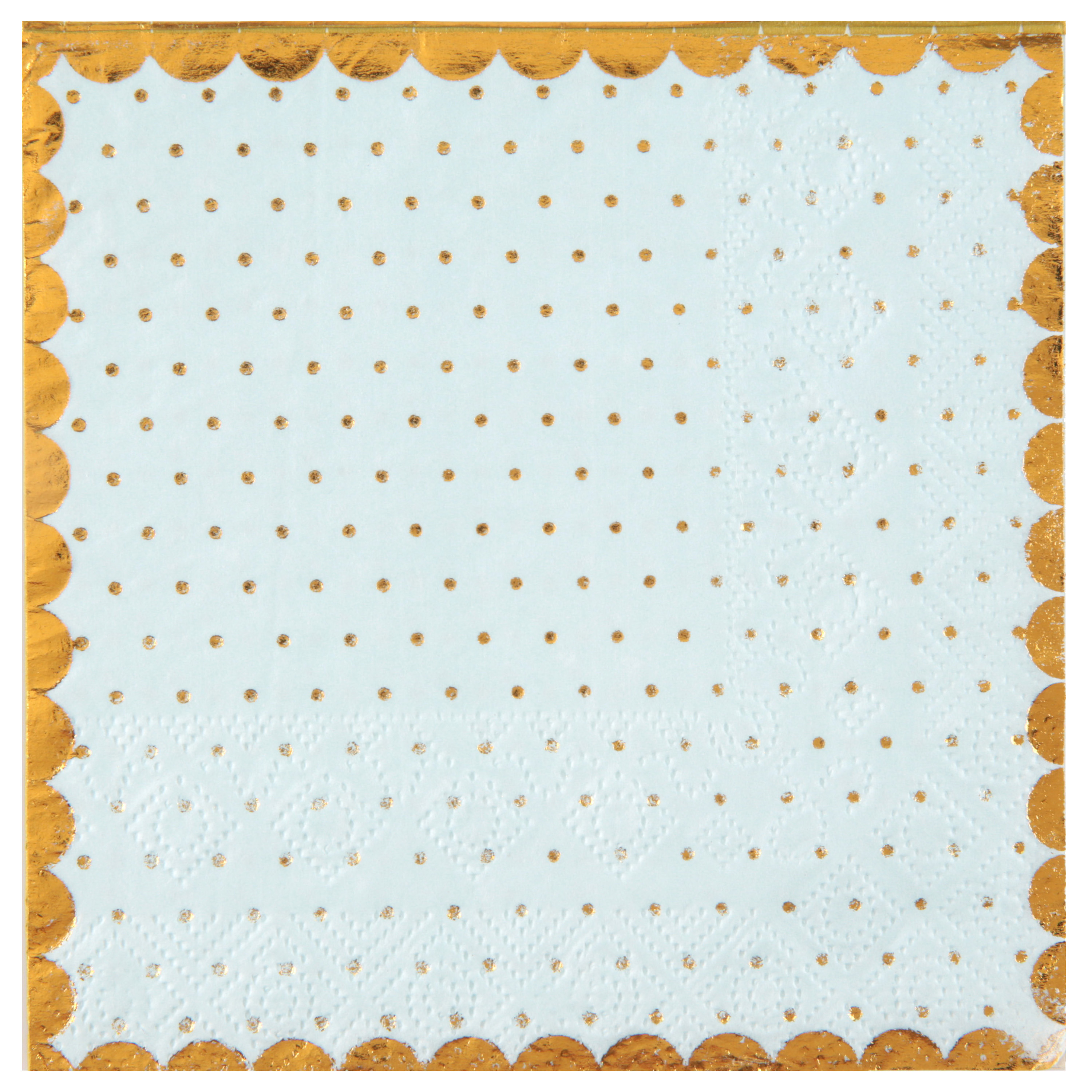 Santex Papierservietten in hellblau mit Goldrand, 20er Pack, 25cm x 25cm