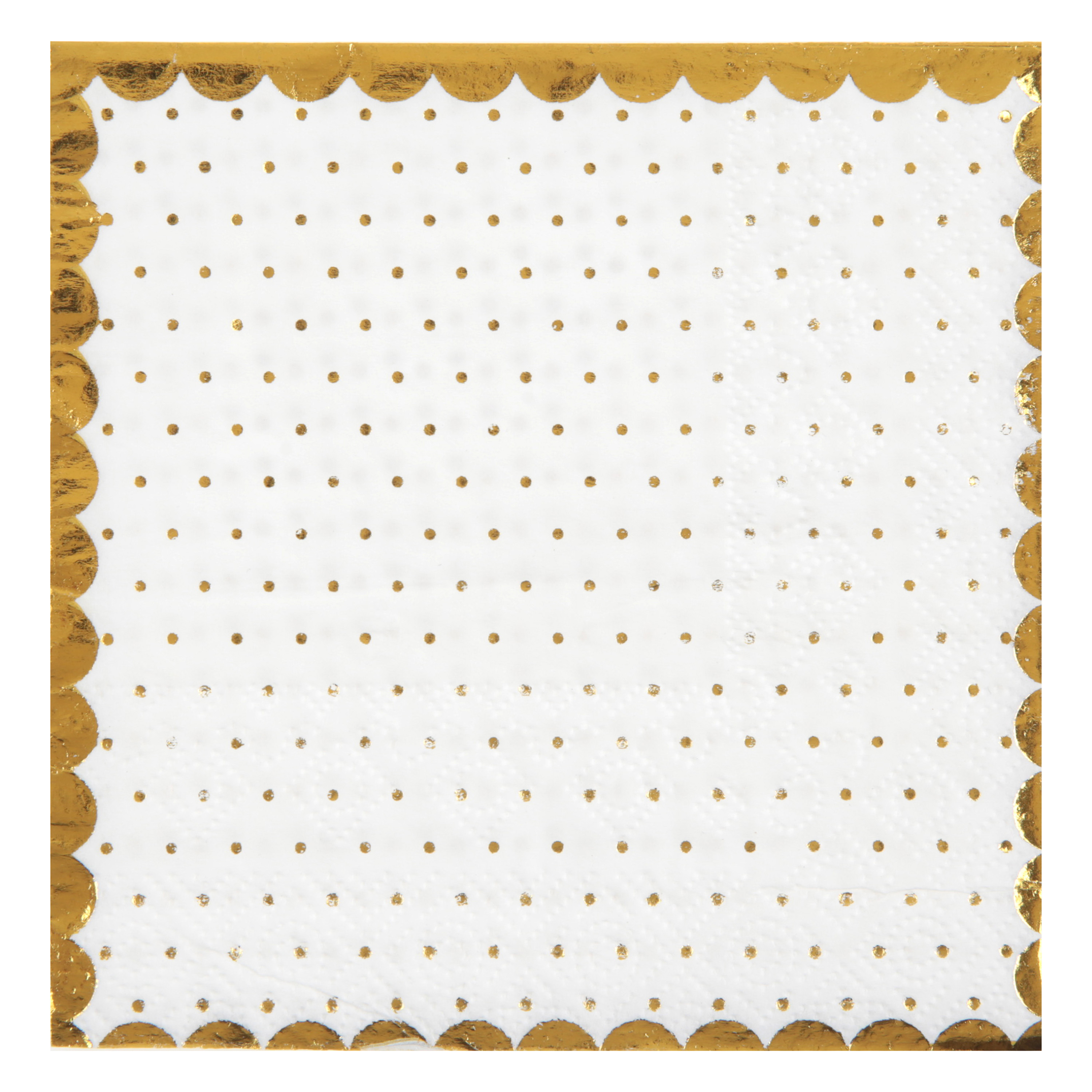 Santex feest servetten - stippen - 20x stuks - 25 x 25 cm - papier - wit/goud -