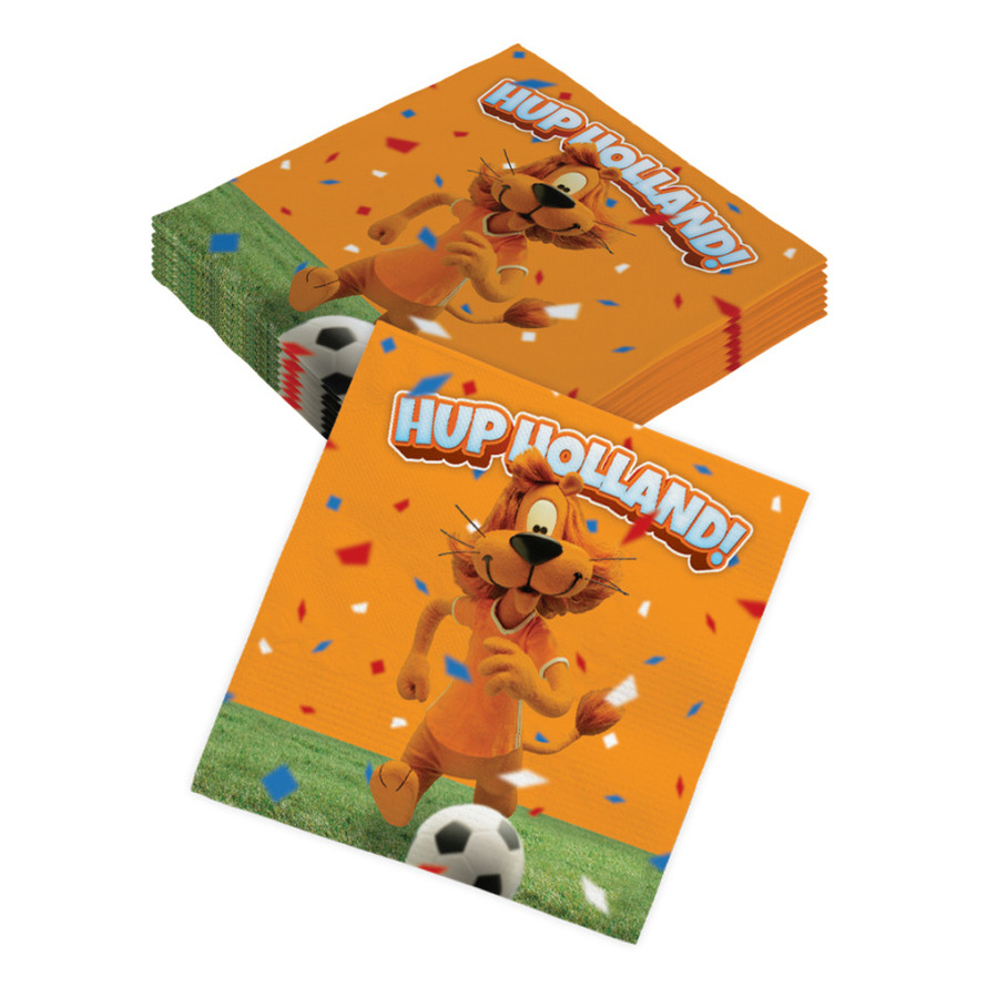 Paperdreams Servetten 8x Loeki de Leeuw Hup Holland oranje 33 x 33 cm -
