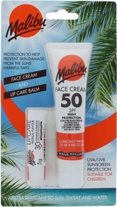 Malibu Face Cream Spf 50 - 40 ml & Lip Care Balm Spf 30 - 5 gr