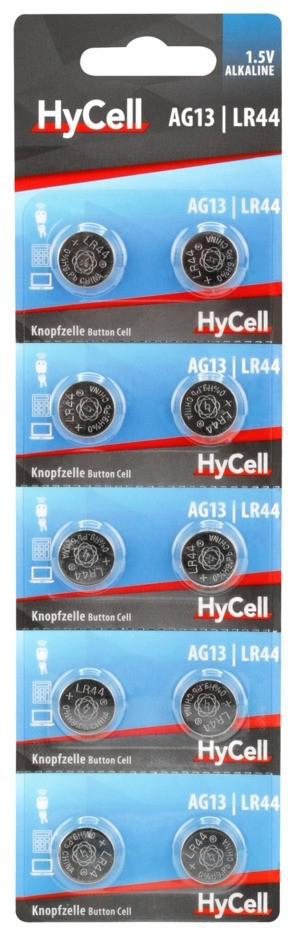 Hc 10XLR44 - Alkaline Knopfzelle, LR44, 10er-Pack (1516-0132) - Hycell