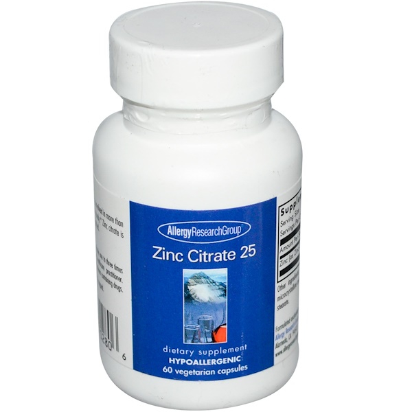 Allergy Research Group Zinc Citrate 25 60 Veggie Caps - 
