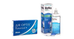 Air Optix Plus Hydraglyde (6 Linsen) + ReNu MultiPlus 360 ml mit Behälter