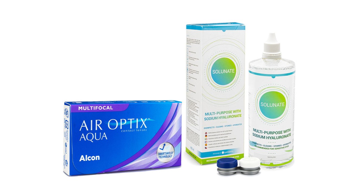 Air Optix Aqua Multifocal (6 Linsen) + Solunate Multi-Purpose 400 ml mit Behälter