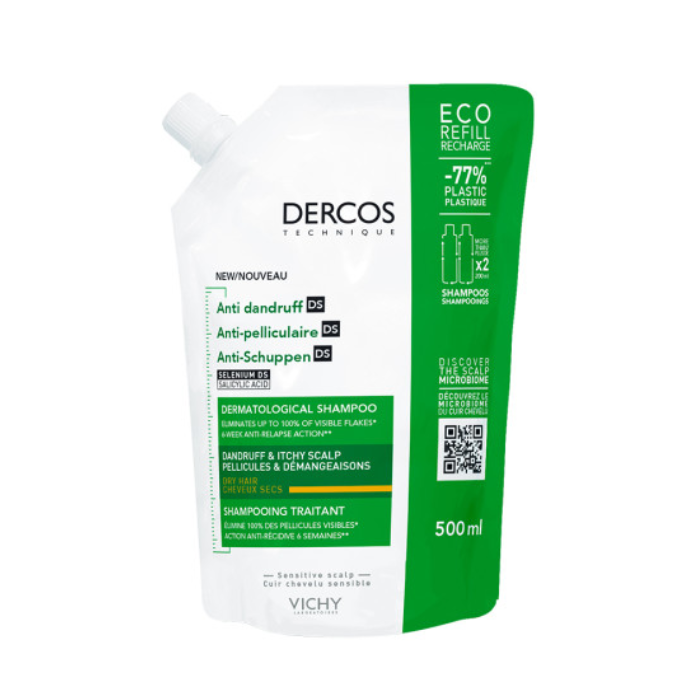 Vichy Dercos Technique Anti-Roos DS Shampoo Navulling - Droog Haar - 500ml