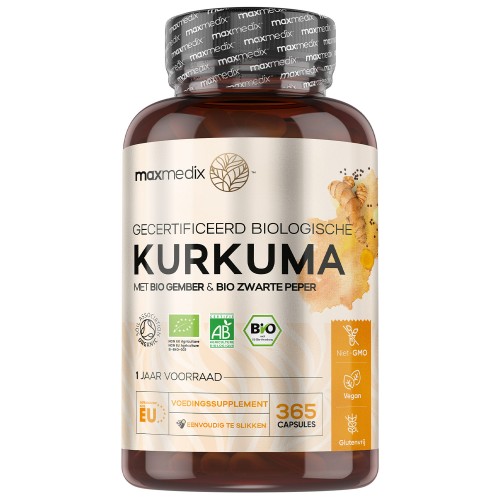 Maxmedix Kurkuma met zwarte peper & gember - 505 mg - 365 Capsules - Turmeric capsules